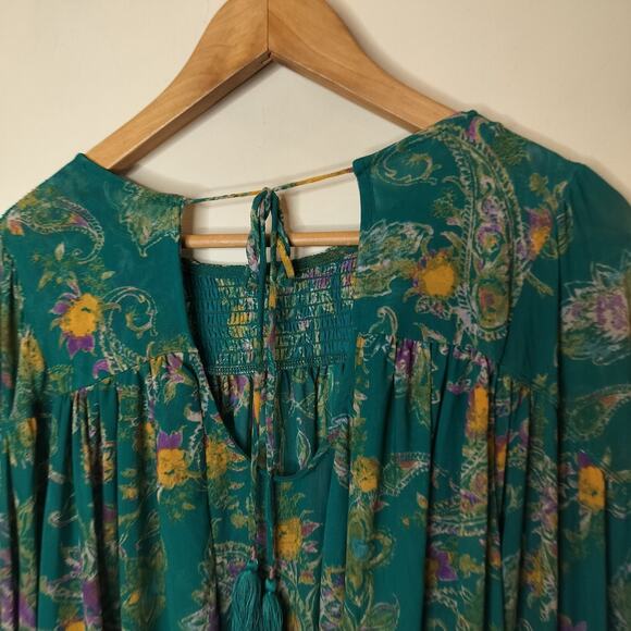 Free People Floral Up For Anything Blouse Balloon Sleeve - Picture 11 of 13